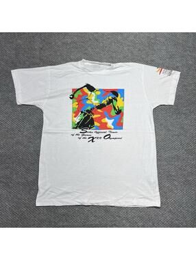 Vintage 1988 Barcelona Olympics Games Running T-Shirt Medium RARE MENS WHITE